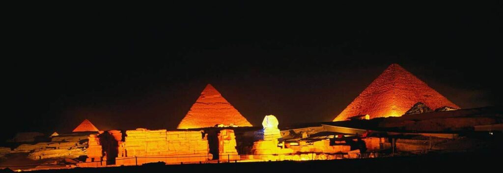 Pyramids at Night: Sound and Light Show at Giza Pyramids